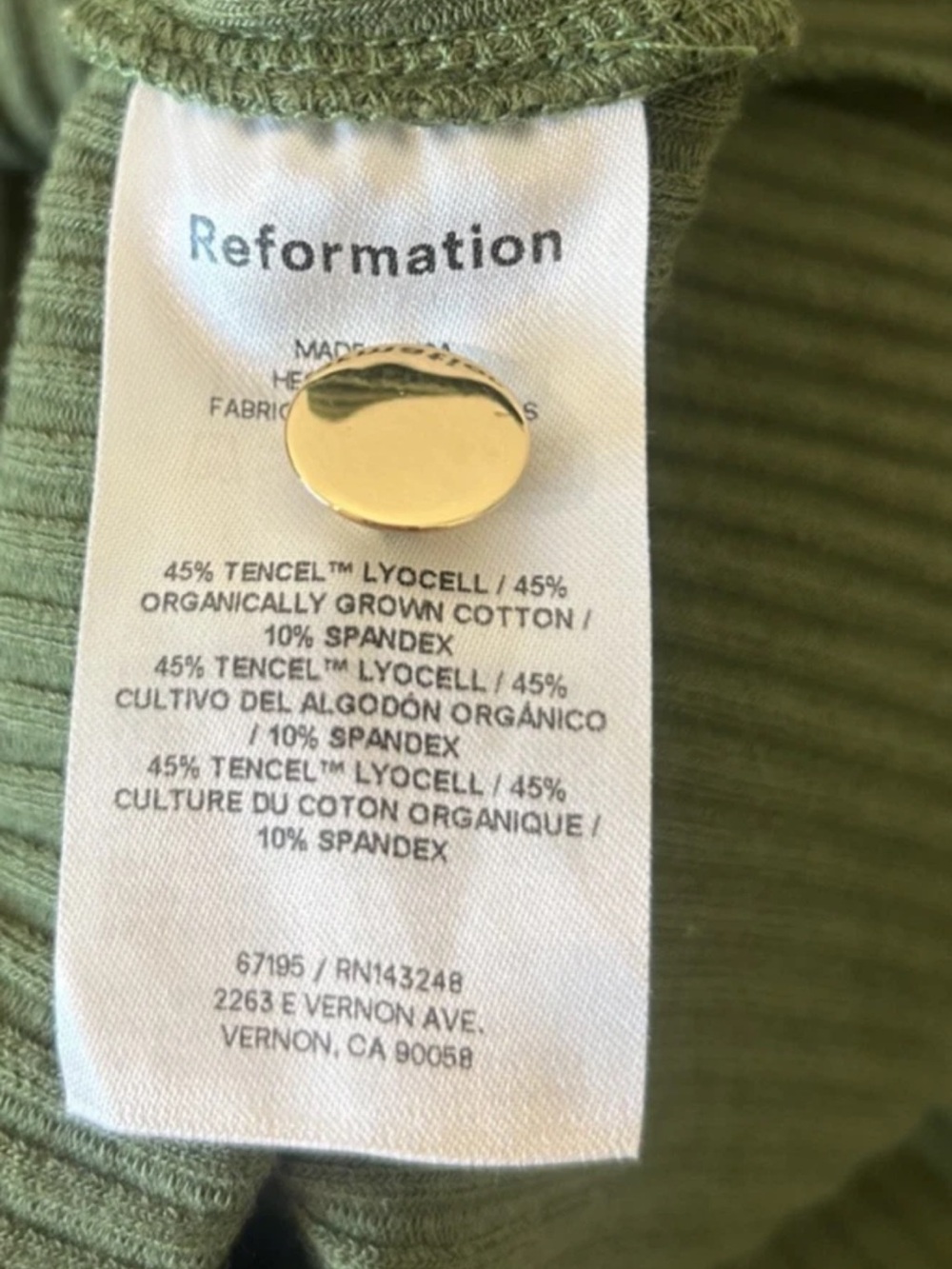 Reformation Hayden Knit Ribbed Maxi Dress Long Sleeve Fern Green Bodycon Size XS - Picture 5 of 5